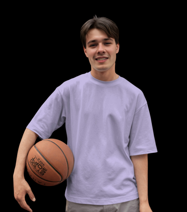 A boy wearing Lavender Oversized T-shirt